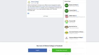 Ohlone College - Ohlone transitioned to Canvas as our... | Facebook