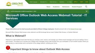 IT Services: MS Office Outlook Web Access Webmail ... - Ohlone College