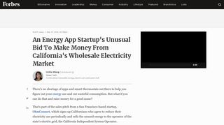 An Energy App Startup's Unusual Bid To Make Money From ... - Forbes