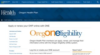 Oregon Health Authority : Apply or renew your OHP online with ONE ...
