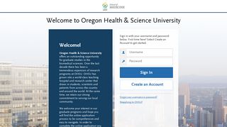 Oregon Health & Science University | Applicant Login Page