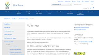 Volunteer | Healthcare | OHSU