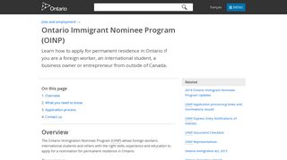 Ontario Immigrant Nominee Program (OINP) | Ontario.ca