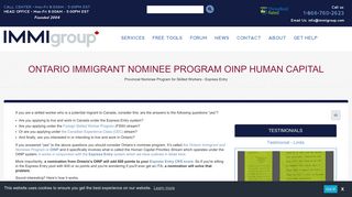 Ontario Immigrant Nominee Program OINP Human Capital - Immigroup
