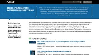 Office of Information Systems Management (OISM) | NIST