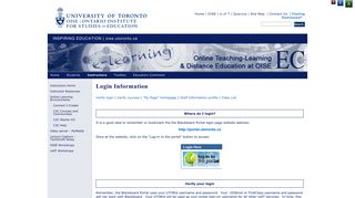ONLINE :: Login Information :: Online and Distance Education at OISE