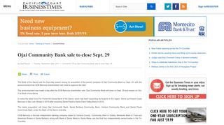 Ojai Community Bank to reopen as Bank of the Sierra | Pacific Coast ...