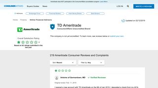 TD Ameritrade - ConsumerAffairs.com