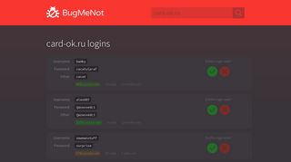 card-ok.ru passwords - BugMeNot