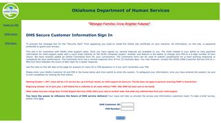 Oklahoma Child Support Services - Secure Customer Information Sign In