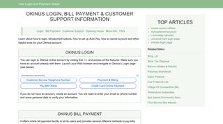 Okinus Login, Bill Payment & Customer Support Information