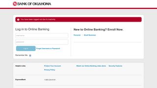 Log in to Online Banking - Bank of Oklahoma - Online Banking