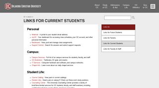 Links for Current Students | Oklahoma Christian University