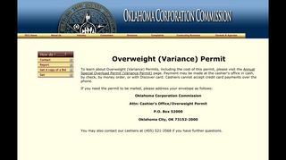 Overweight(Variance) Permit - Oklahoma Corporation Commission