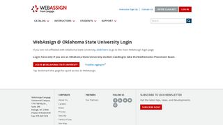 WebAssign @ Oklahoma State University Login