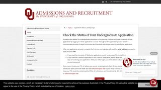 Application Status Landing Page - University of Oklahoma