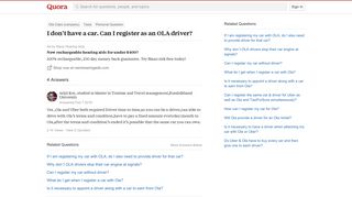 I don't have a car. Can I register as an OLA driver? - Quora