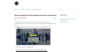 How can I signup for an Ola Corporate account for my company ...