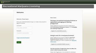 Oregon Recreational Marijuana Licensing System | Sign In