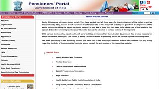 Senior Citizen Corner - Pensioners Portal