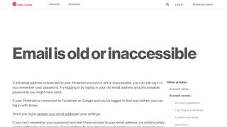 Email is old or inaccessible | Pinterest help