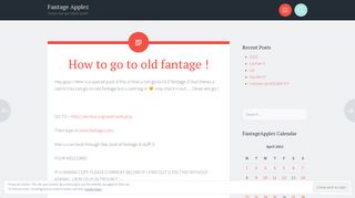How to go to old fantage ! – Fantage Applez