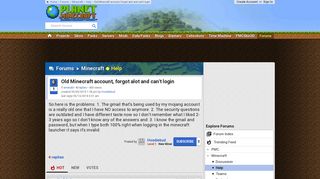 Old Minecraft account, forgot alot and can't login - Planet Minecraft