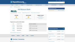 Old Missouri Bank Reviews and Rates - Missouri - Deposit Accounts