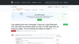 I am getting the error message “Insecure Login Blocked: You can't get ...
