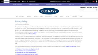 Privacy Policy | Old Navy