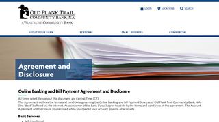 Agreement and Disclosure - Old Plank Trail Community Bank