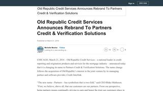 Old Republic Credit Services Announces Rebrand To Partners Credit ...