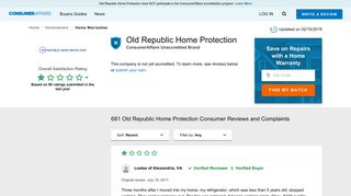 Old Republic Home Protection - ConsumerAffairs.com