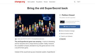 Petition · The SuperSecret game team: Bring the old SuperSecret back ...
