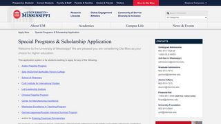 Apply Now - Special Programs | University of Mississippi
