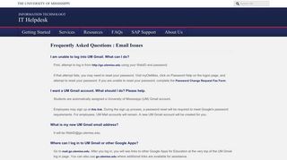 Frequently Asked Questions : Email Issues - University of Mississippi