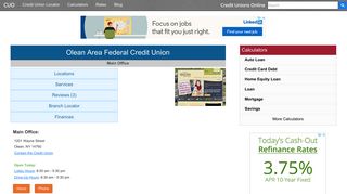 Olean Area Federal Credit Union - Olean, NY - Credit Unions Online