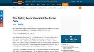 Olive Fertility Centre Launches Online Patient Portal | Benzinga