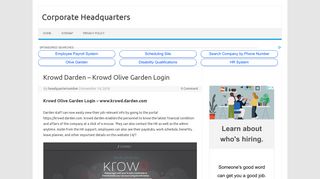 Krowd Darden – Krowd Olive Garden Login - Corporate Headquarters