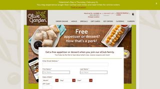 Newsletter Sign-Up | Olive Garden Italian Restaurant