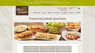 FAQs | Olive Garden Italian Restaurant