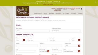 Online Registration | Olive Garden Italian Restaurant
