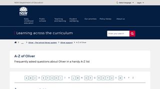 A-Z of Oliver | Curriculum - NSW DoE
