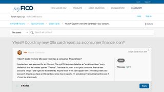 Yikes!!! Could my new Ollo card report as a consum... - myFICO ...