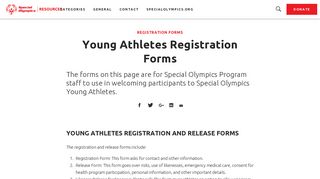 Special Olympics: Young Athletes Registration Forms