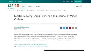 Martin Newby Joins Olympus Insurance as VP of Claims - PR Newswire