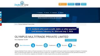 OLYMPUS MULTITRADE PRIVATE LIMITED - Company, directors ...