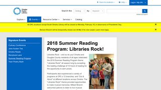 2018 Summer Reading Program: Libraries Rock! | Omaha Public Library