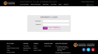 login - Ontario Film Commission - Ontario Creates