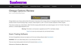 Scam Investing Brokers • Omega Options Review
